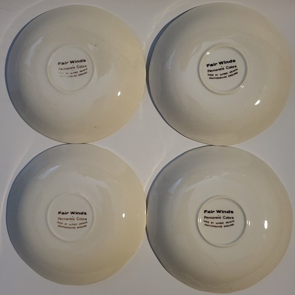 Vintage Alfred Meakin Fair Winds Saucers Set of 4 Brown Staffordshire England - Picture 8 of 9